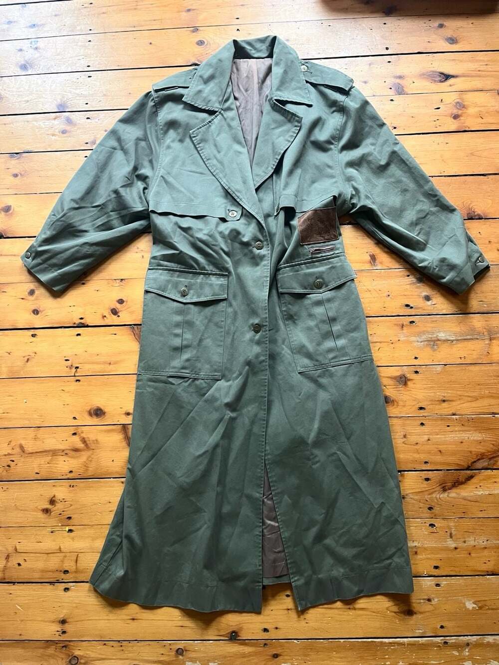 Vintage Together Military Style Trench Coat Olive Green XL Classic Utility